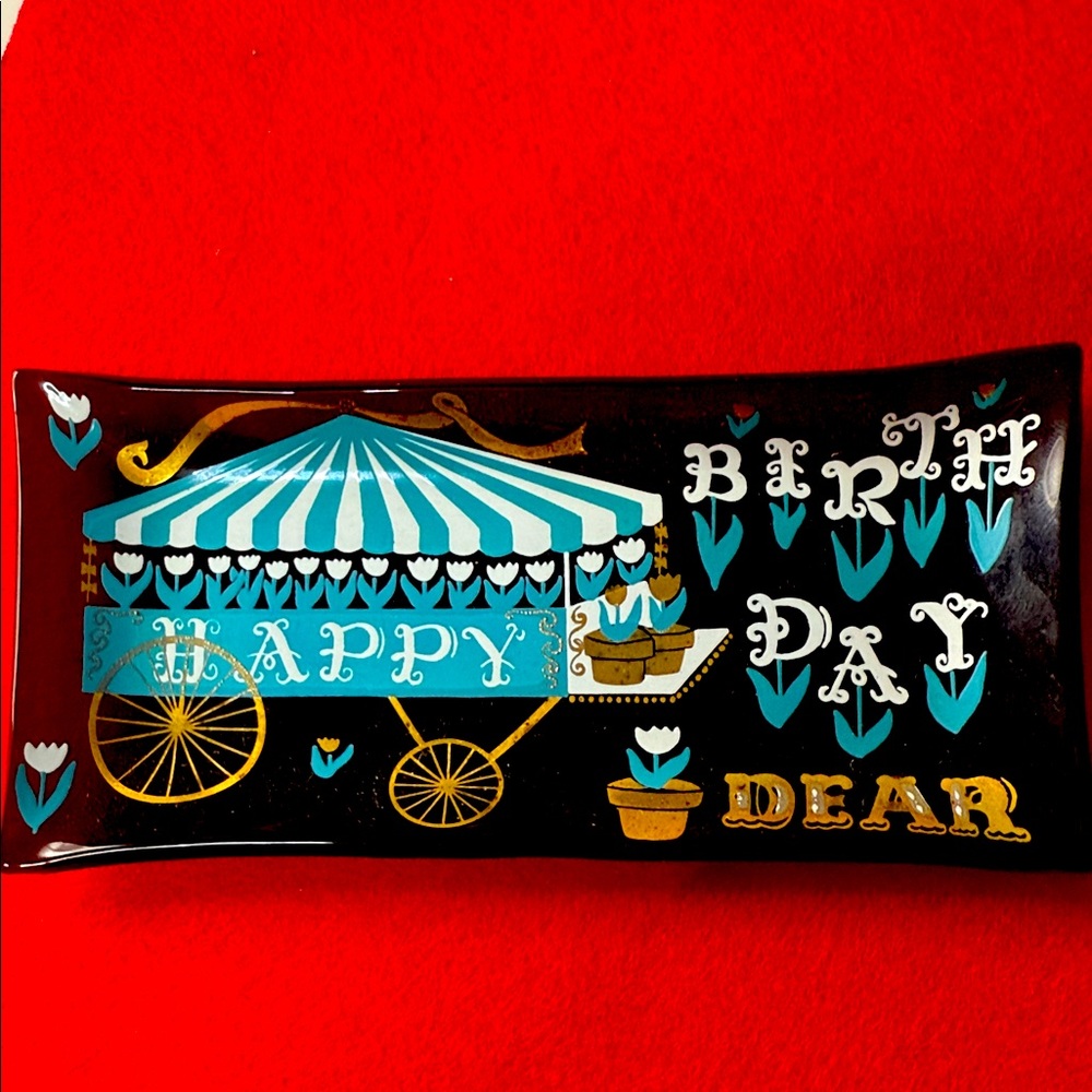 Vintage Houze Art Happy Birthday Trinket Tray